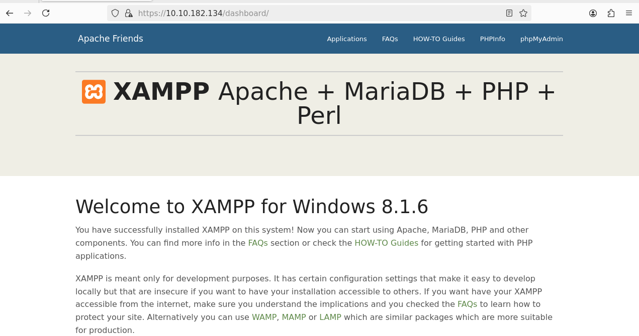 XAMPP homepage